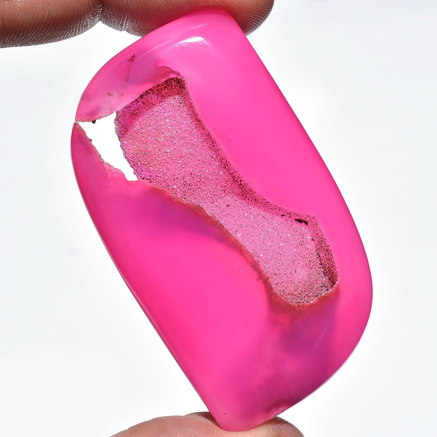 Lovely Pink Window Druzy Gemstone - Fancy Agate for Pendant Quartz Jewelry Gift