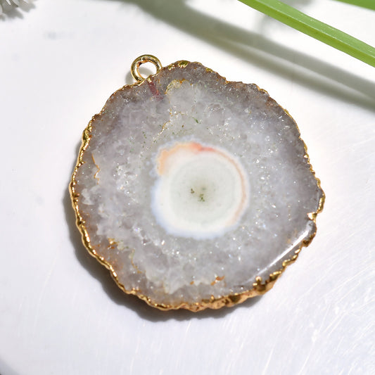 Gold Electroplated Solar Quartz Pendant - Fancy Shape DIY Necklace Charm