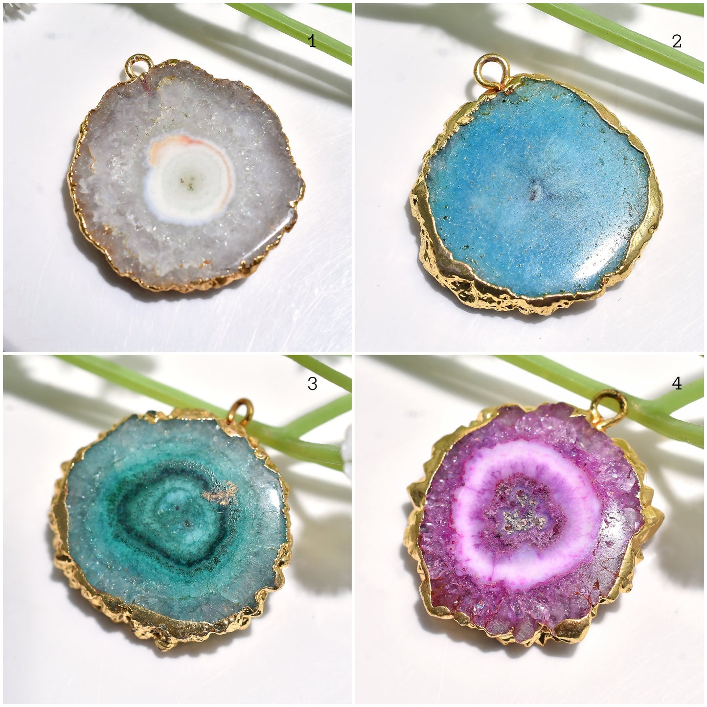 Gold Electroplated Solar Quartz Pendant - Fancy Shape DIY Necklace Charm