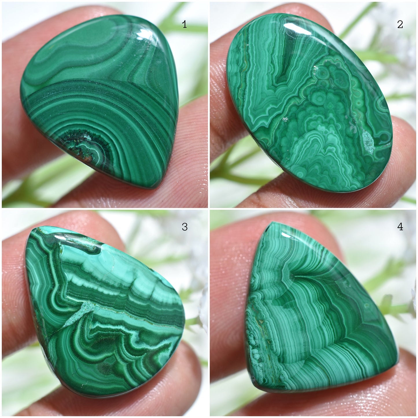 Premium Natural Malachite Cabochon - Mixed Shape Loose Gemstone for Pendant Making