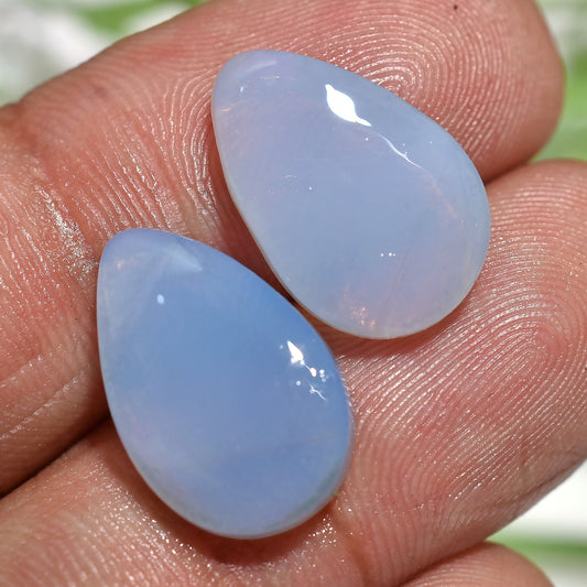 Beautiful Blue Opal Matching Pair - Pear-Shaped Cabochons for Earrings