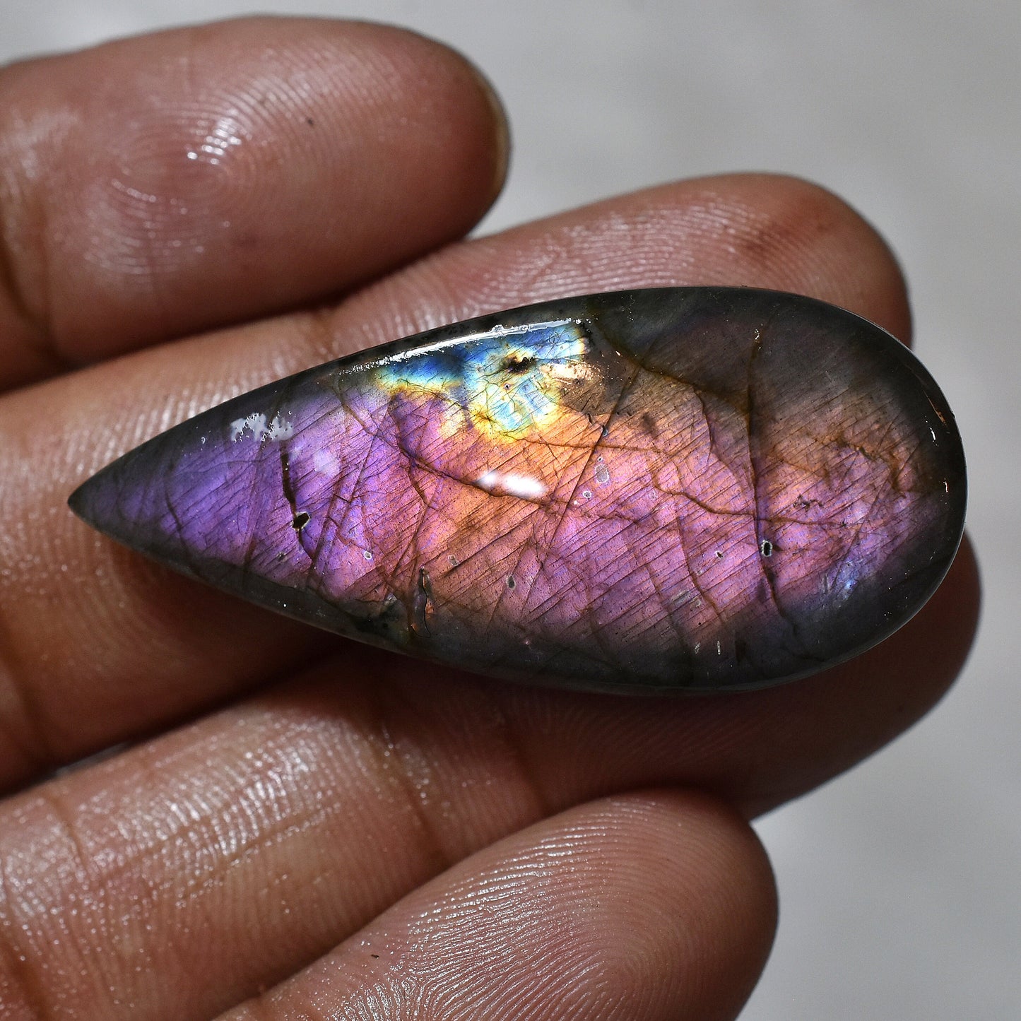 100% Natural Purple Labradorite Cabochon – Genuine Loose Stone for Jewelry & Crystal Gift