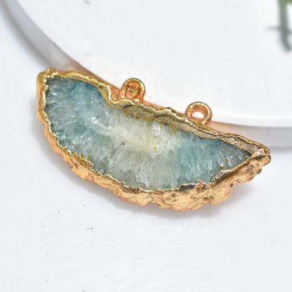 Solar Quartz Slice Pendant - Gold Electroplated Fancy Charms