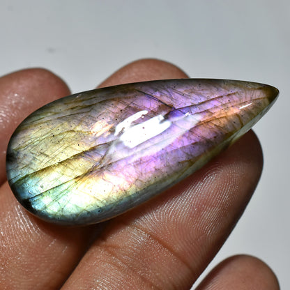 Flashy Blue Purple Labradorite Cabochon – Teardrop Shaped Semi-Precious Gemstone for Wire Wrapping Jewelry