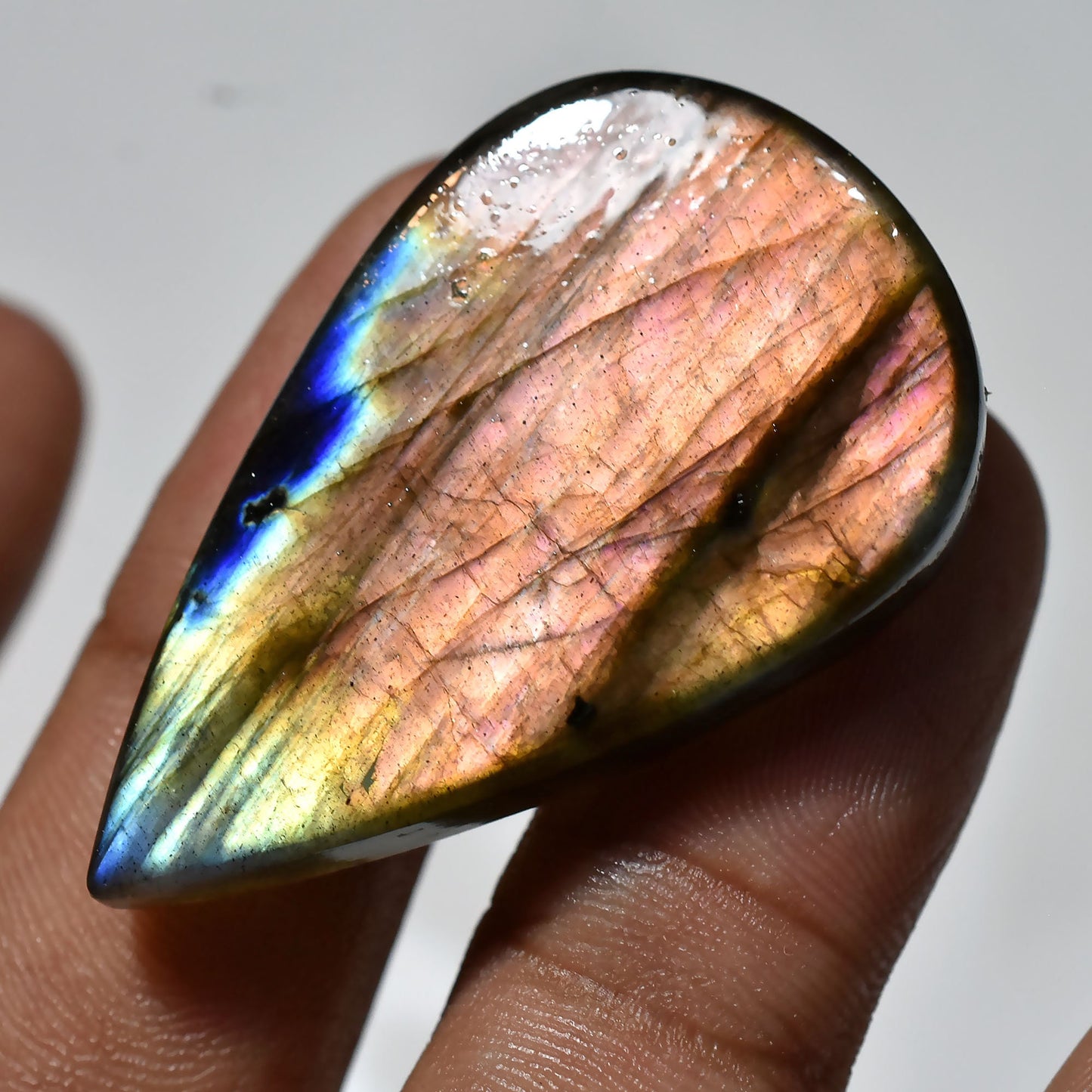 Purple Multi Fire Labradorite Cabochon – Oval & Pear Shape, Eye-Catching Flash Healing Crystal