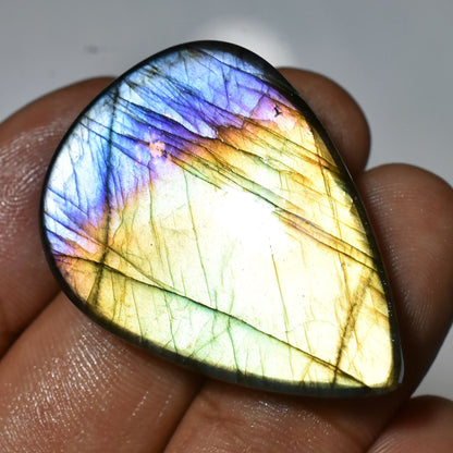 Purple Multi Fire Labradorite Cabochon – Oval & Pear Shape, Eye-Catching Flash Healing Crystal