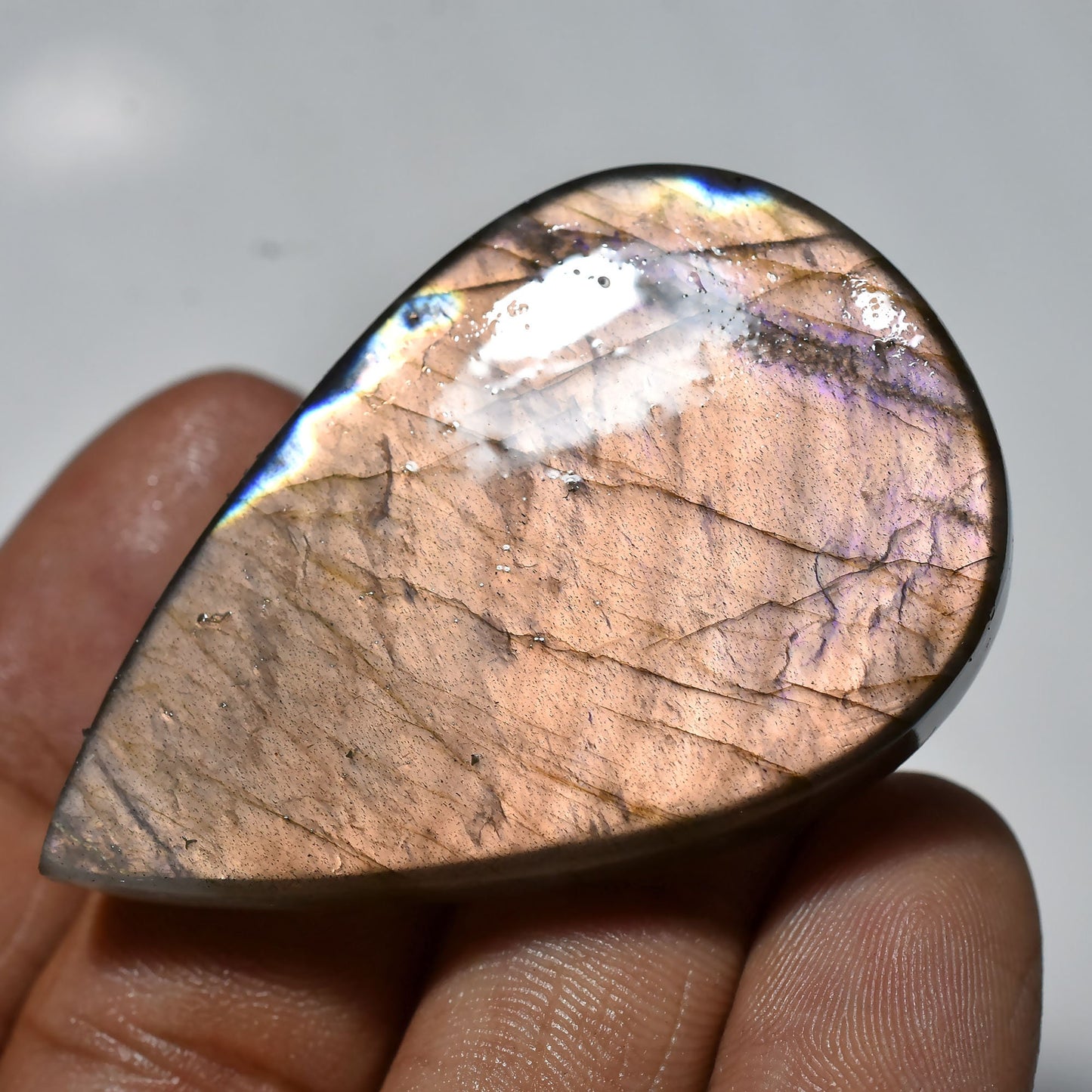 100% Natural Purple Fire Labradorite Cabochon – Pear & Oval Shape, Rainbow Flash Magical Stone