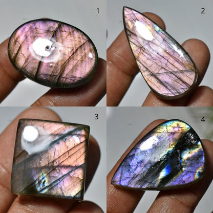 High Quality Labradorite Cabochon – Purple Crystal Stone, Polished Flat Back, Mixed Shape for Pendant Making