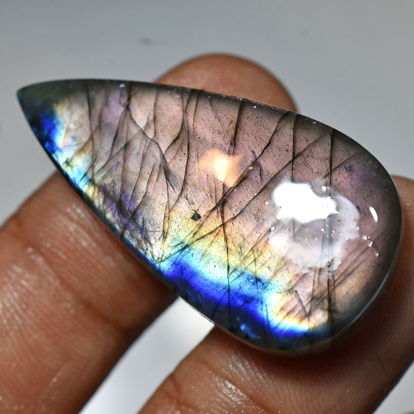 Top Quality Labradorite Cabochon – Purple Spectrolite, Polished Rectangle & Pear Stones for Pendant Making