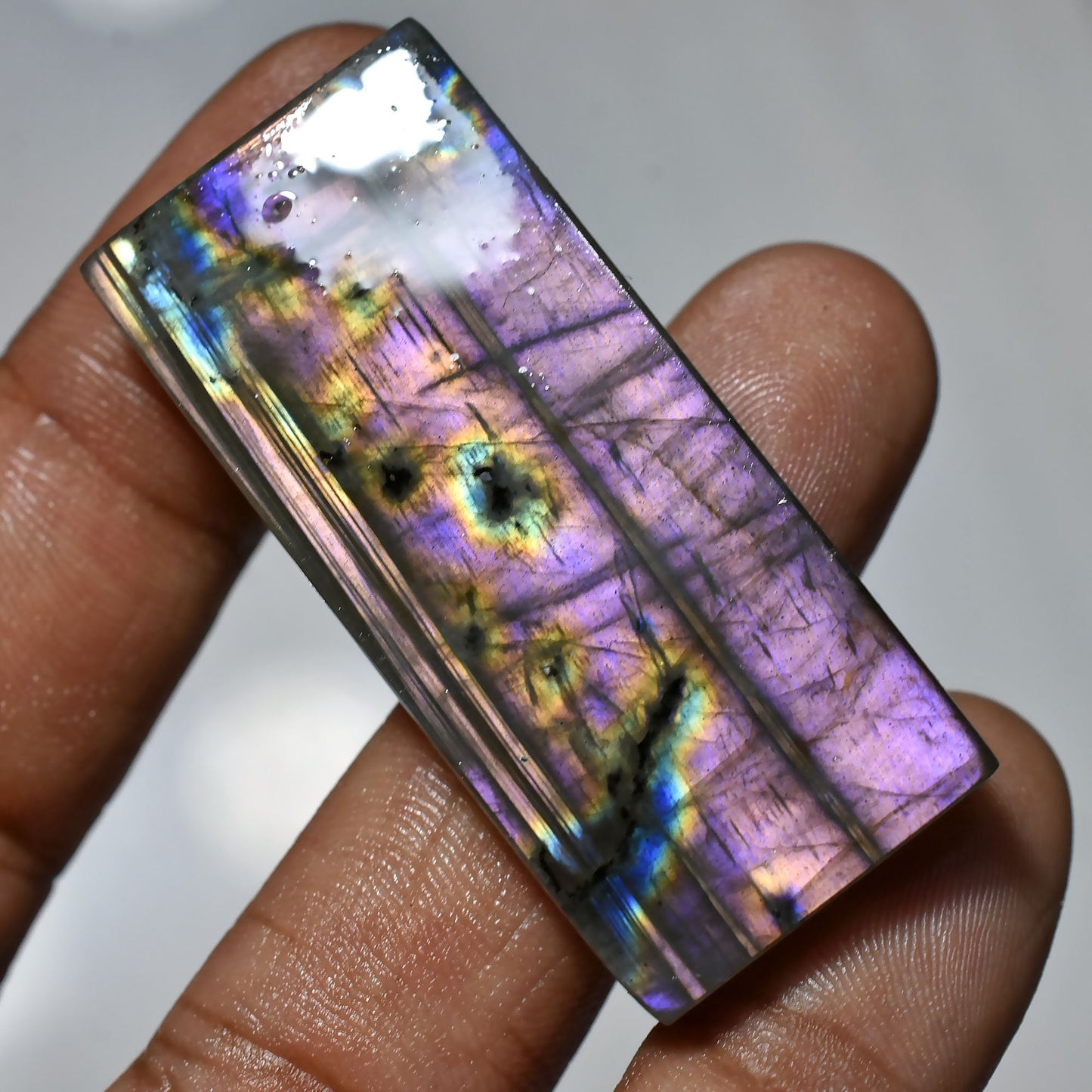 Top Quality Labradorite Cabochon – Purple Spectrolite, Polished Rectangle & Pear Stones for Pendant Making