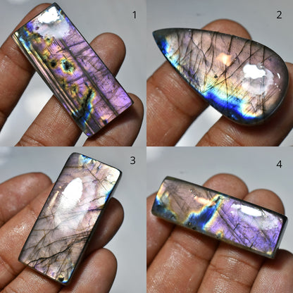 Top Quality Labradorite Cabochon – Purple Spectrolite, Polished Rectangle & Pear Stones for Pendant Making