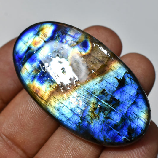 Elegant Labradorite Loose Cabochon – Rainbow Fire Stone, Polished Crystal for Pendant Making