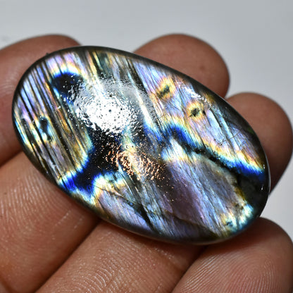 Elegant Labradorite Loose Cabochon – Rainbow Fire Stone, Polished Crystal for Pendant Making