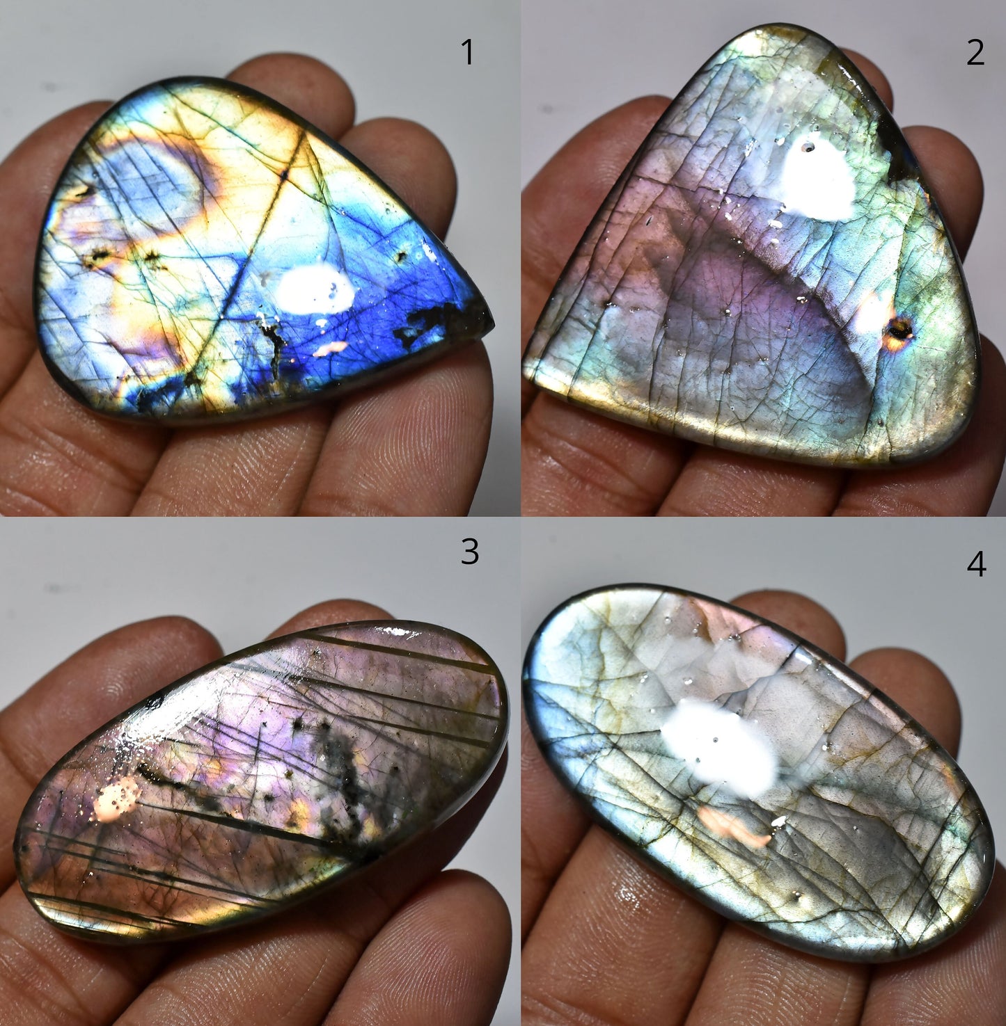 Heart Shape Labradorite with Purple Flash – Eye-Catching Oval Cabochon for Pendants, Energy Crystal Gift