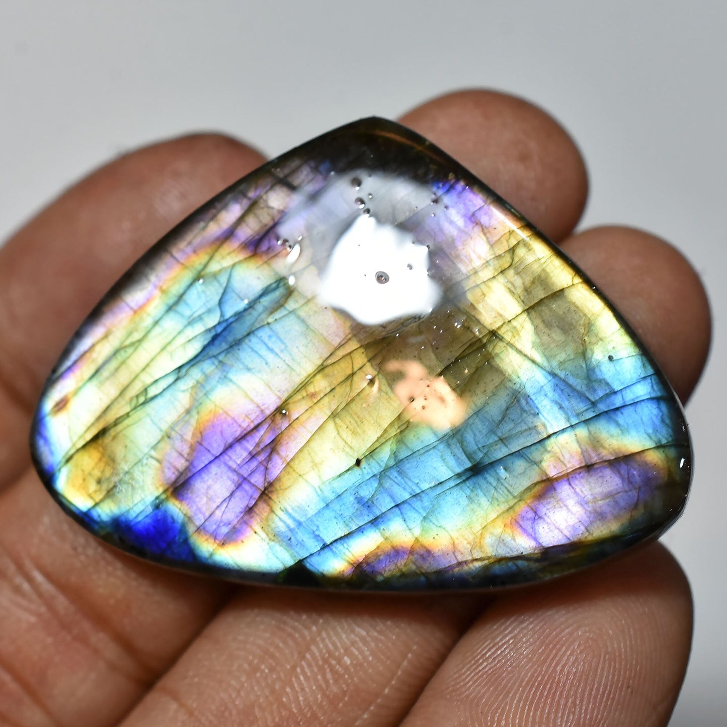 Graceful Purple Spectrolite Stone – Rare Labradorite Cabochon, Magical Multi-Flash February Birthstone Gift