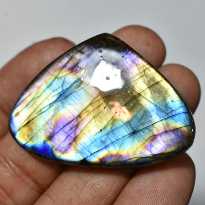 Graceful Purple Spectrolite Stone – Rare Labradorite Cabochon, Magical Multi-Flash February Birthstone Gift