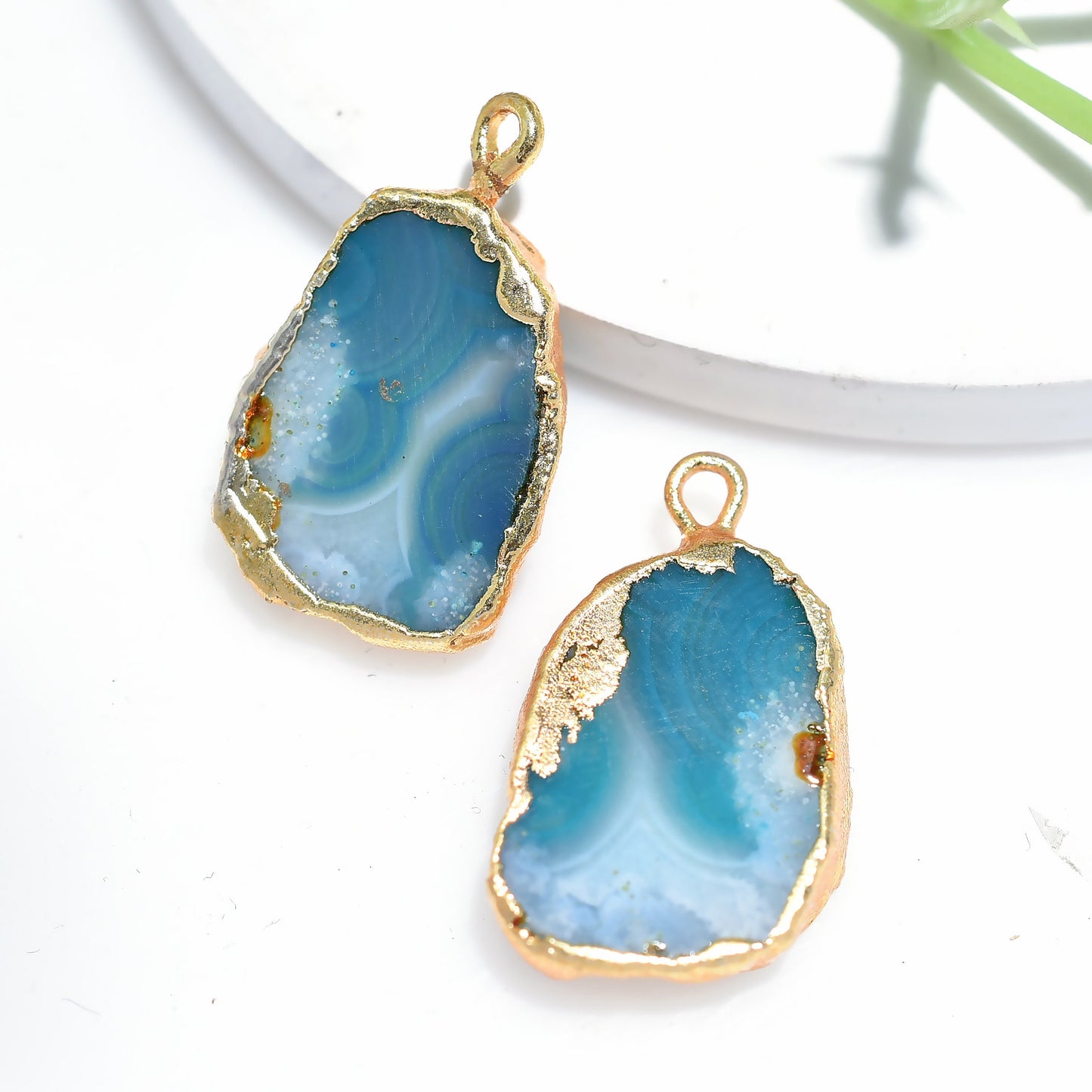 Window Druzy Matching Pair - Gold Plated Geode Earrings Pair for DIY Jewelry Making