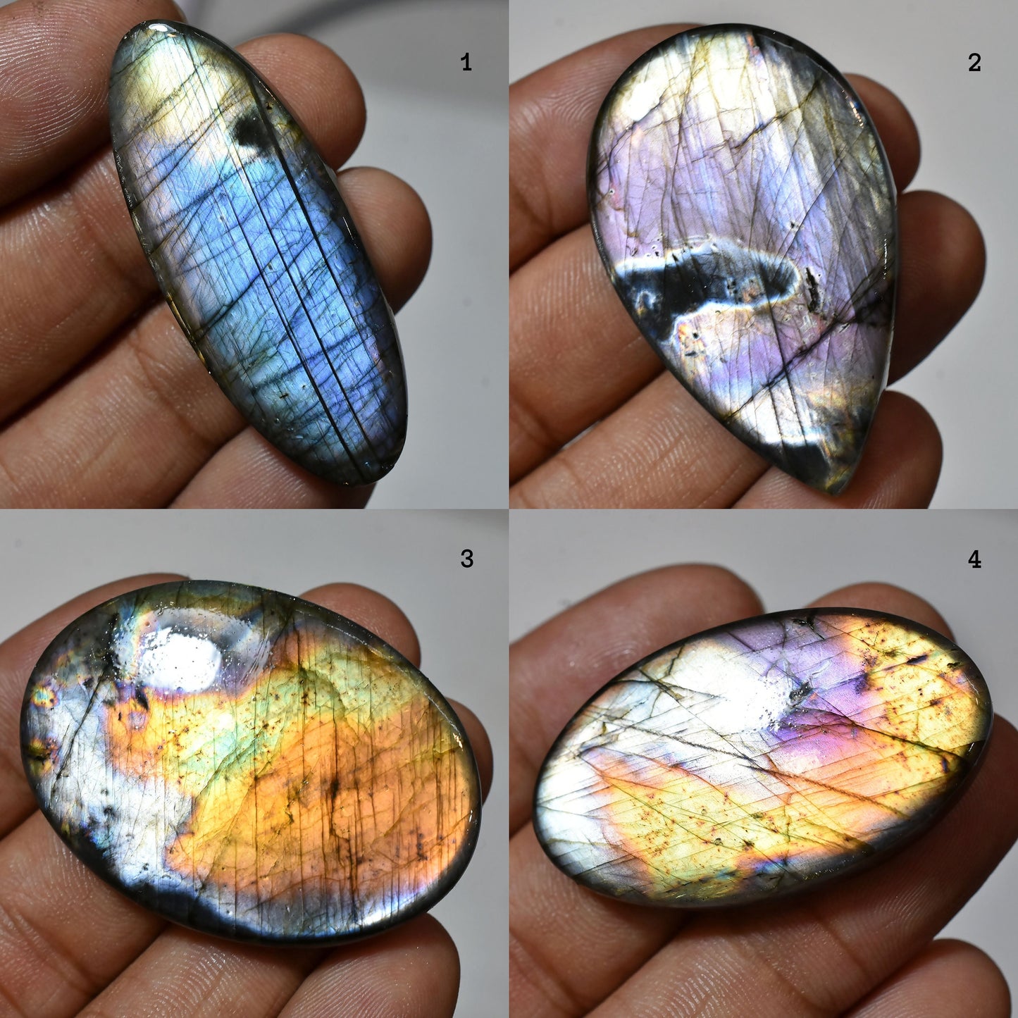 Multi Fire Labradorite Cabochon – Loose Mixed Shape Gemstones for Pendant Making