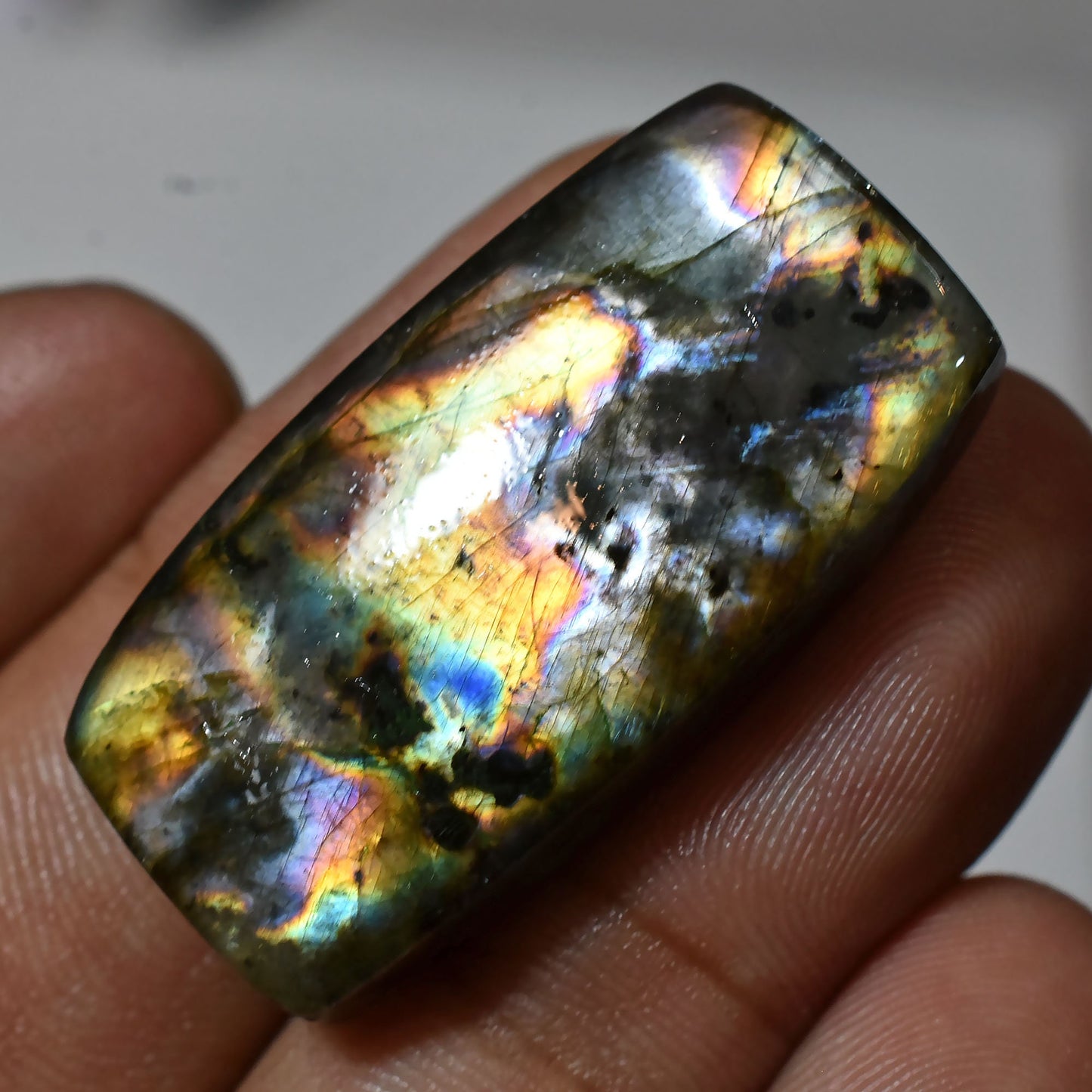 Attractive Rainbow Fire Labradorite Gemstone - Rectangle Spectrolite for Pendants