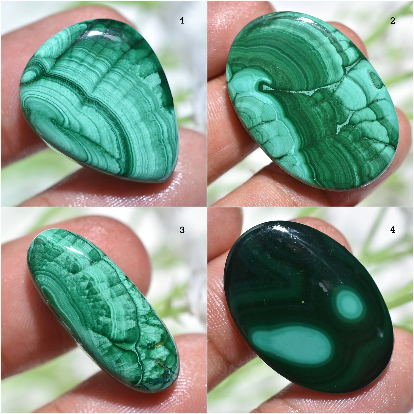 Green Malachite Mix Shape Cabochon – Natural Flatback Green Malachite Gemstone