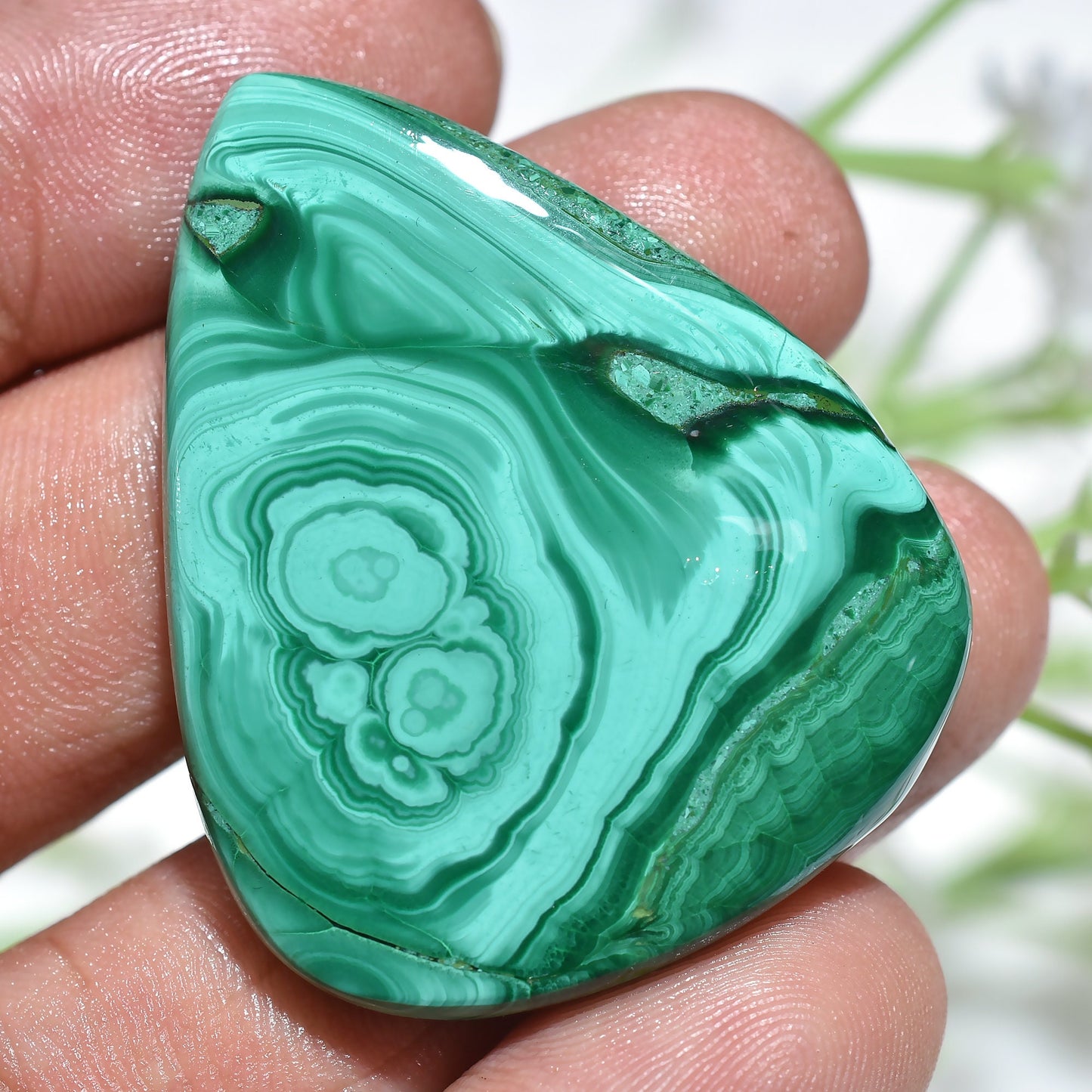 Top Quality Rare Malachite Designer Gemstone - Green Malachite Slice Cabochon