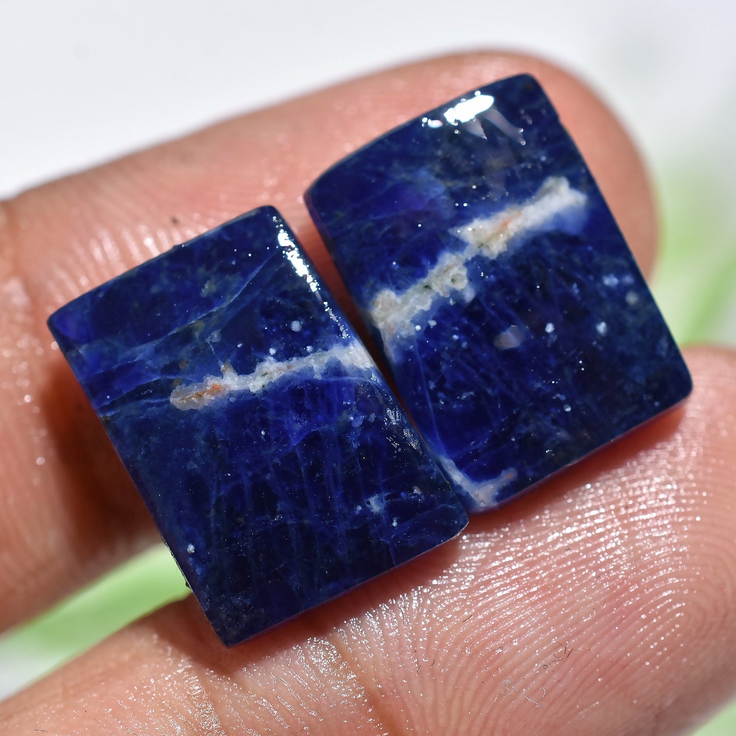 100% Natural Fancy Sodalite Gemstone Pair - Square & Oval Matched Pairs for Earrings