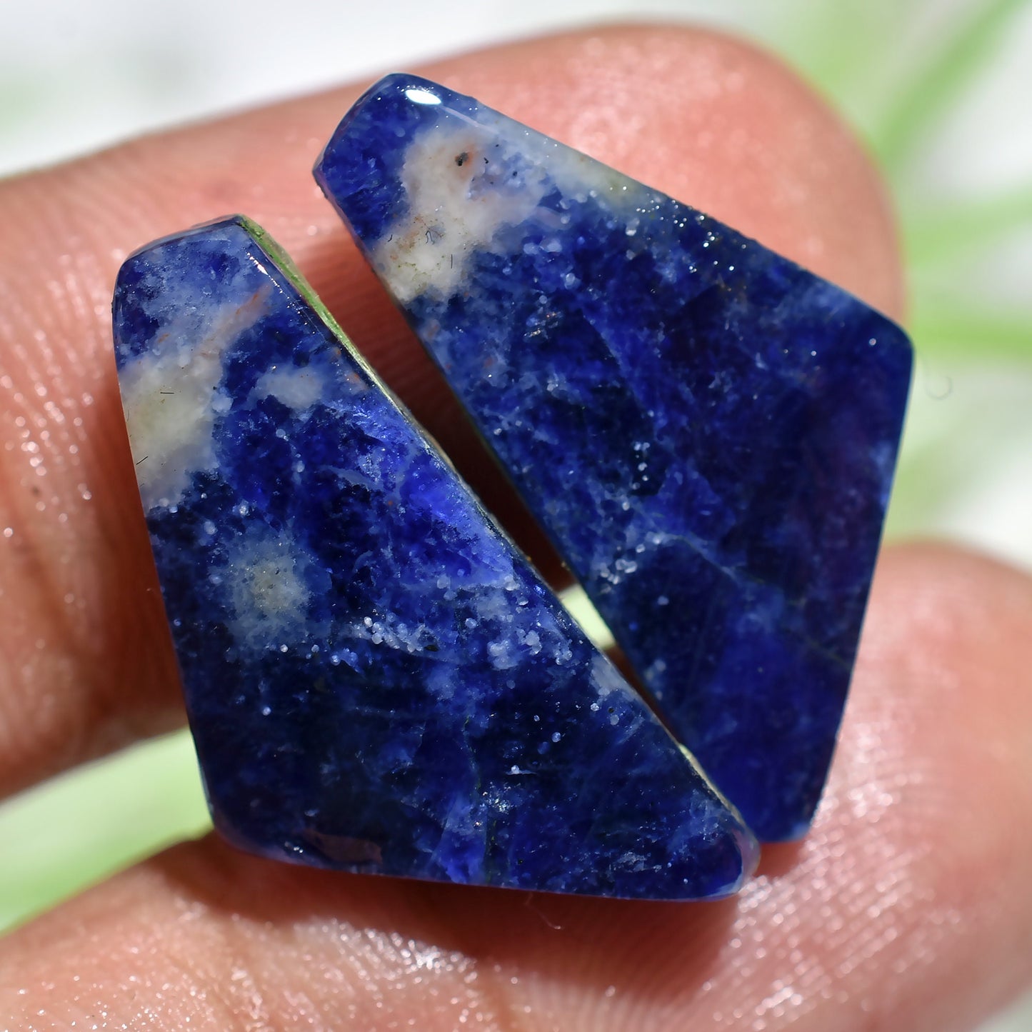 100% Natural Fancy Sodalite Gemstone Pair - Square & Oval Matched Pairs for Earrings