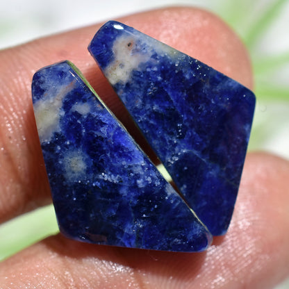 100% Natural Fancy Sodalite Gemstone Pair - Square & Oval Matched Pairs for Earrings