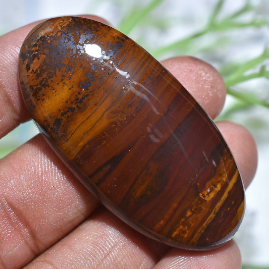 Rare Iron Tiger Eye Gemstone Cabochon - Big Oval Tiger Eye Stone for Wire Wrapping