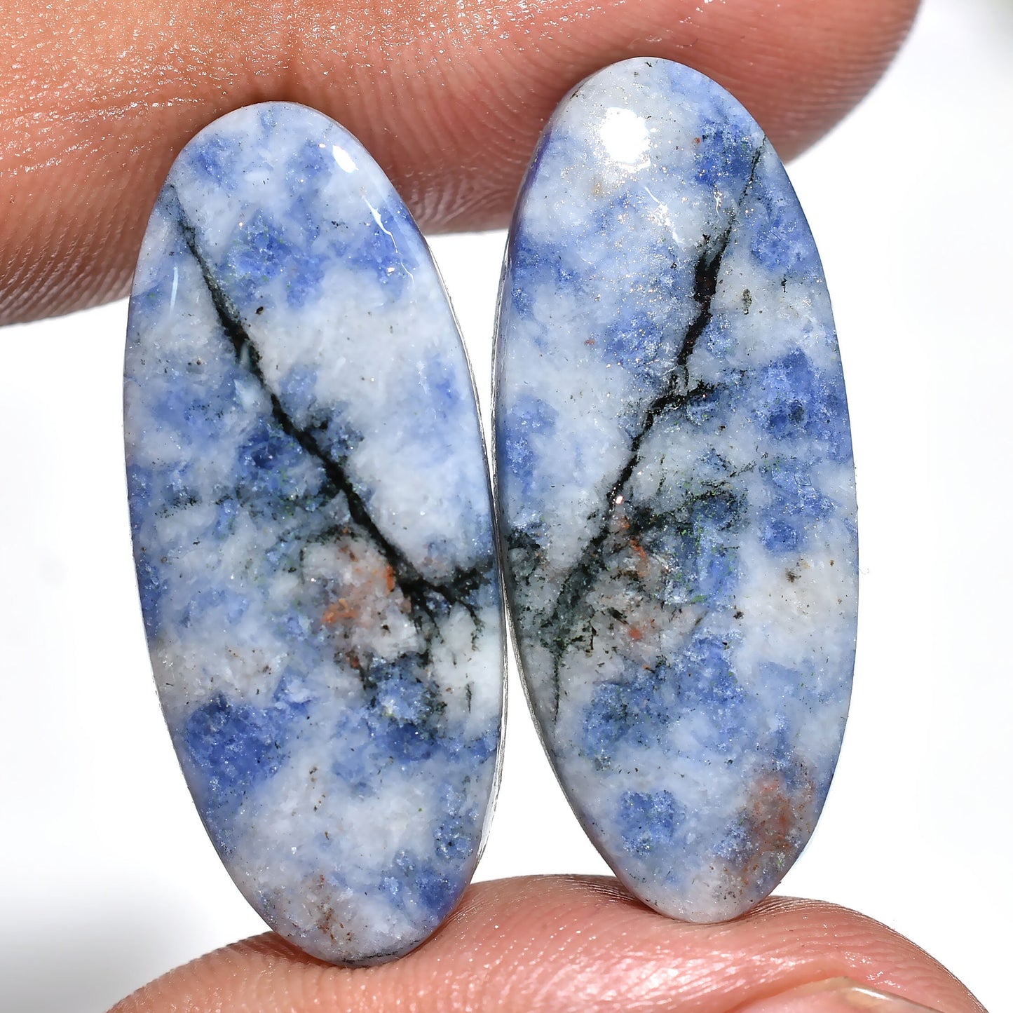 Amazing Blue Sodalite Gemstone Pair – Wholesale Loose Cabochon Matched Pair for Earrings, Mixed Shapes