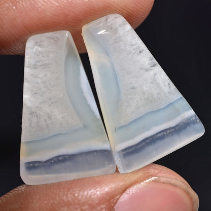 Rare Blue Lace Agate Earring Pairs - Fancy Shaped Semi-Precious Agate Cabochons for Jewelry Making