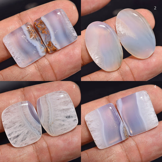 Natural Designer Lace Agate Matched Pair - Blue Lace Agate Earring Pair