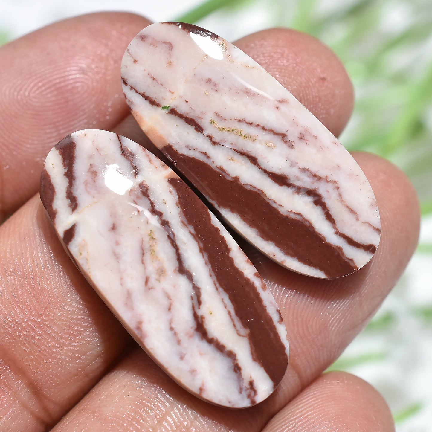 Delicate Coconut Jasper Earring Pairs – Natural Brown Oval & Pear Shaped Flat Back Stones