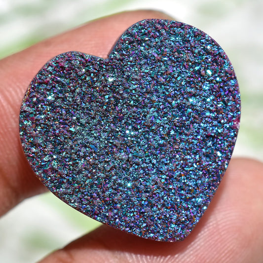 Amazing Blue Titanium Druzy Agate - Heart Shaped Titanium Druzy Gemstone