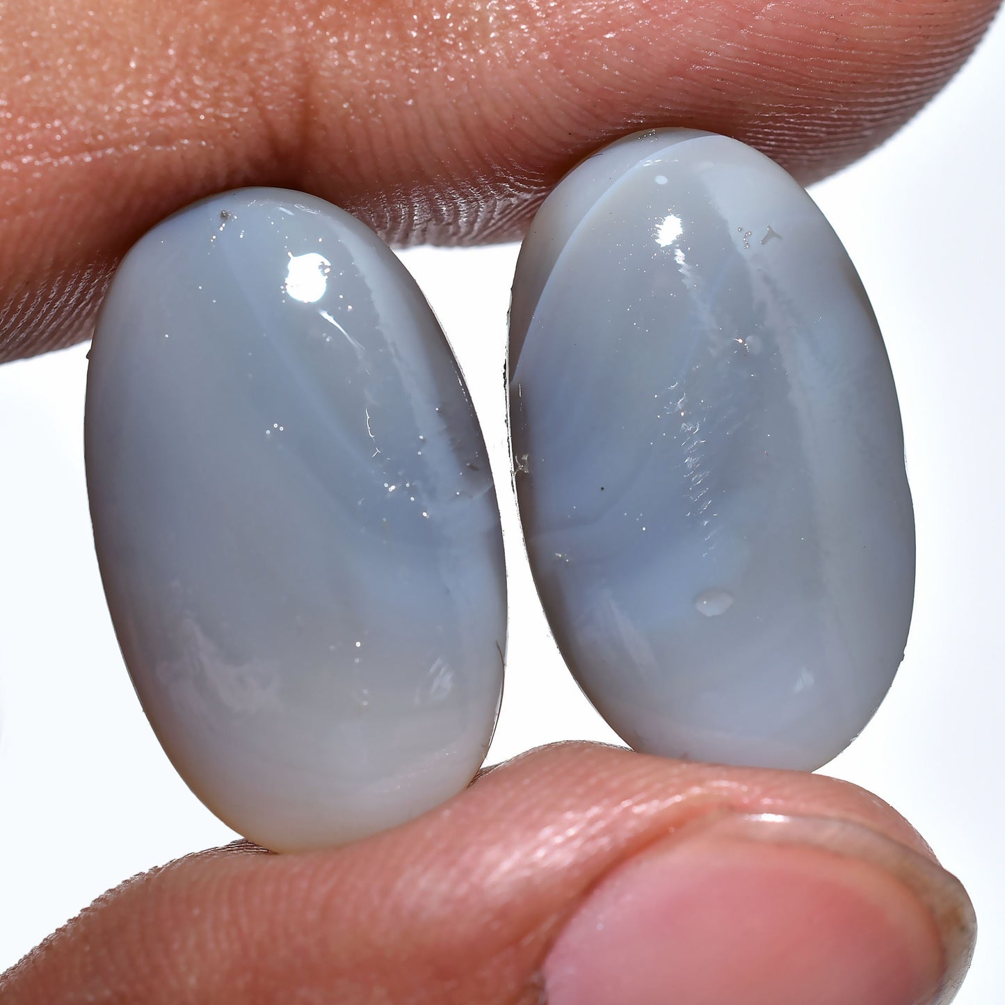 Amazing Montana Agate Cabochon Pair – Oval Matched Gemstones for Earrings