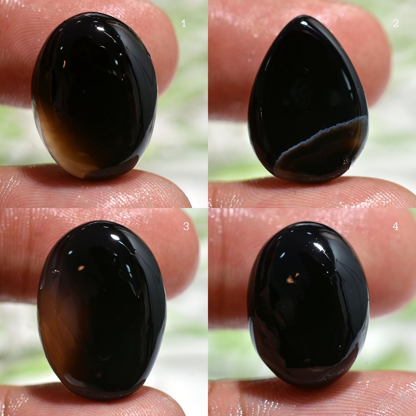 100% Natural Black Onyx Gemstone - Oval & Pear Shaped Loose Cabs for Ring