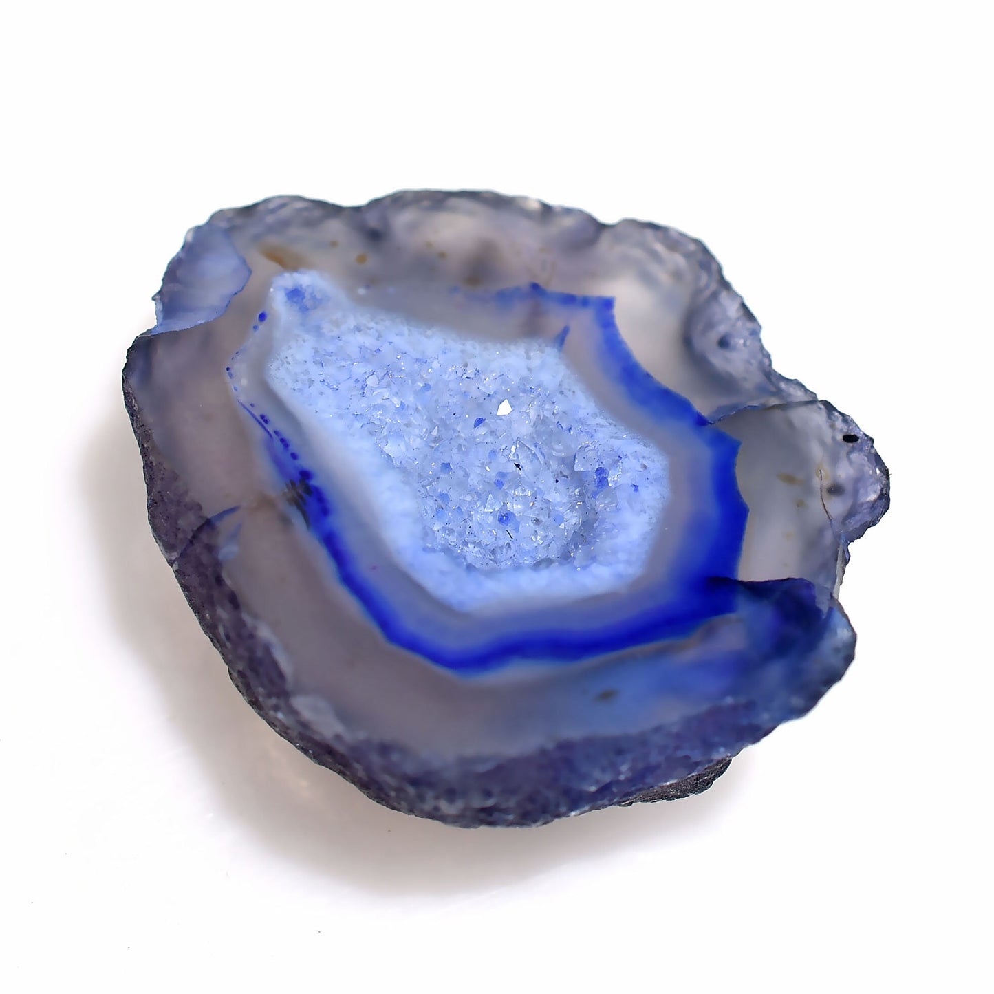 Rare Blue Dyed Window Druzy Agate Cabochon | Geode Agate Slice for Pendant Making - Wholesale