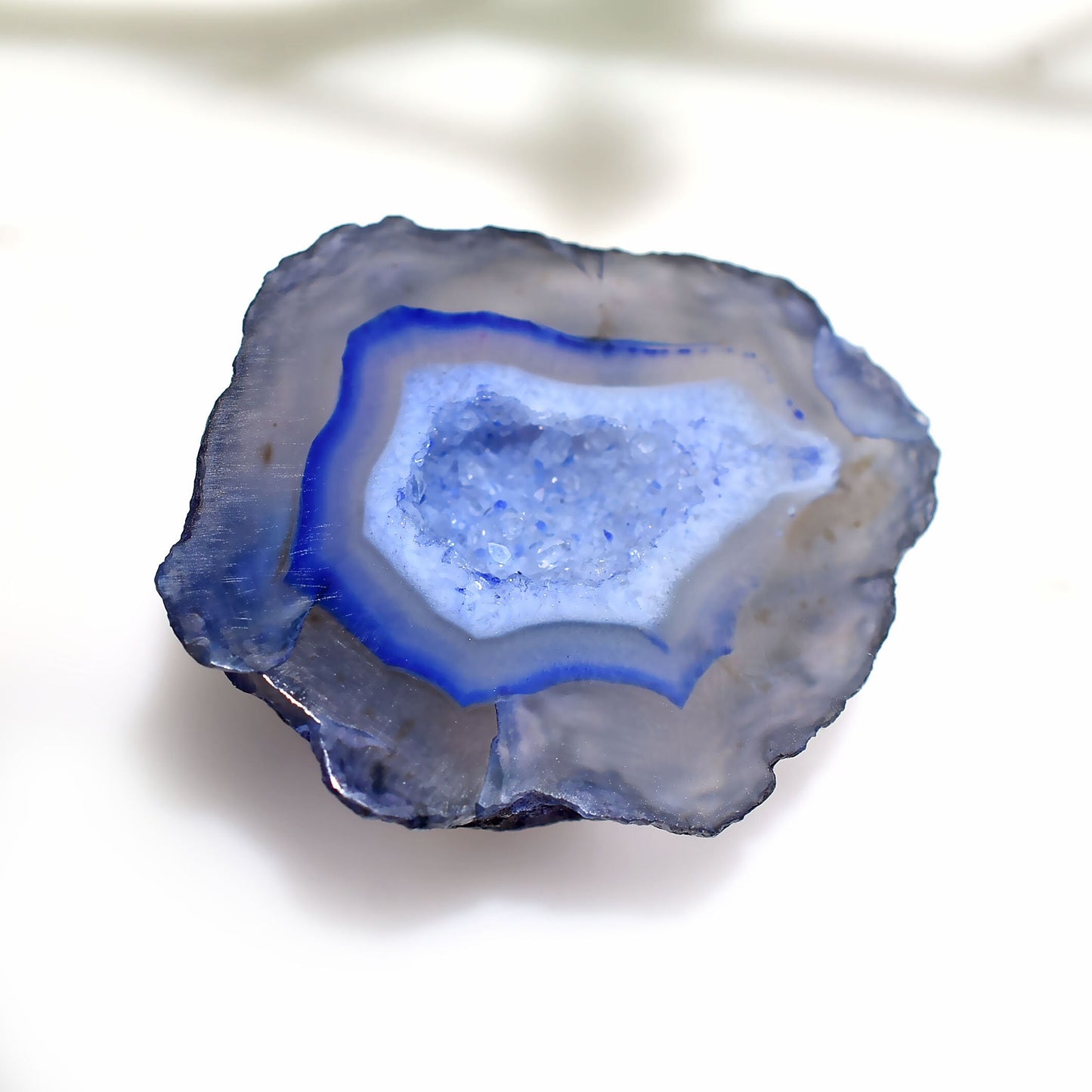 Rare Blue Dyed Window Druzy Agate Cabochon | Geode Agate Slice for Pendant Making - Wholesale