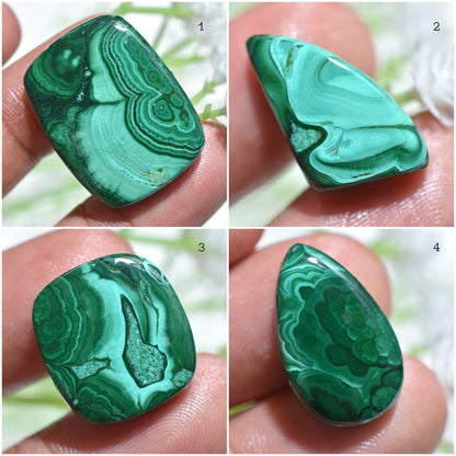 Unique Malachite Gemstones - Small Cabochons for Custom Jewelry & Healing