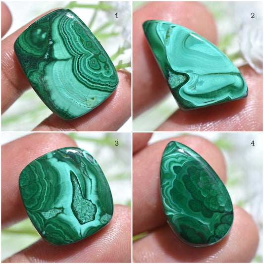 Unique Malachite Gemstones - Small Cabochons for Custom Jewelry & Healing