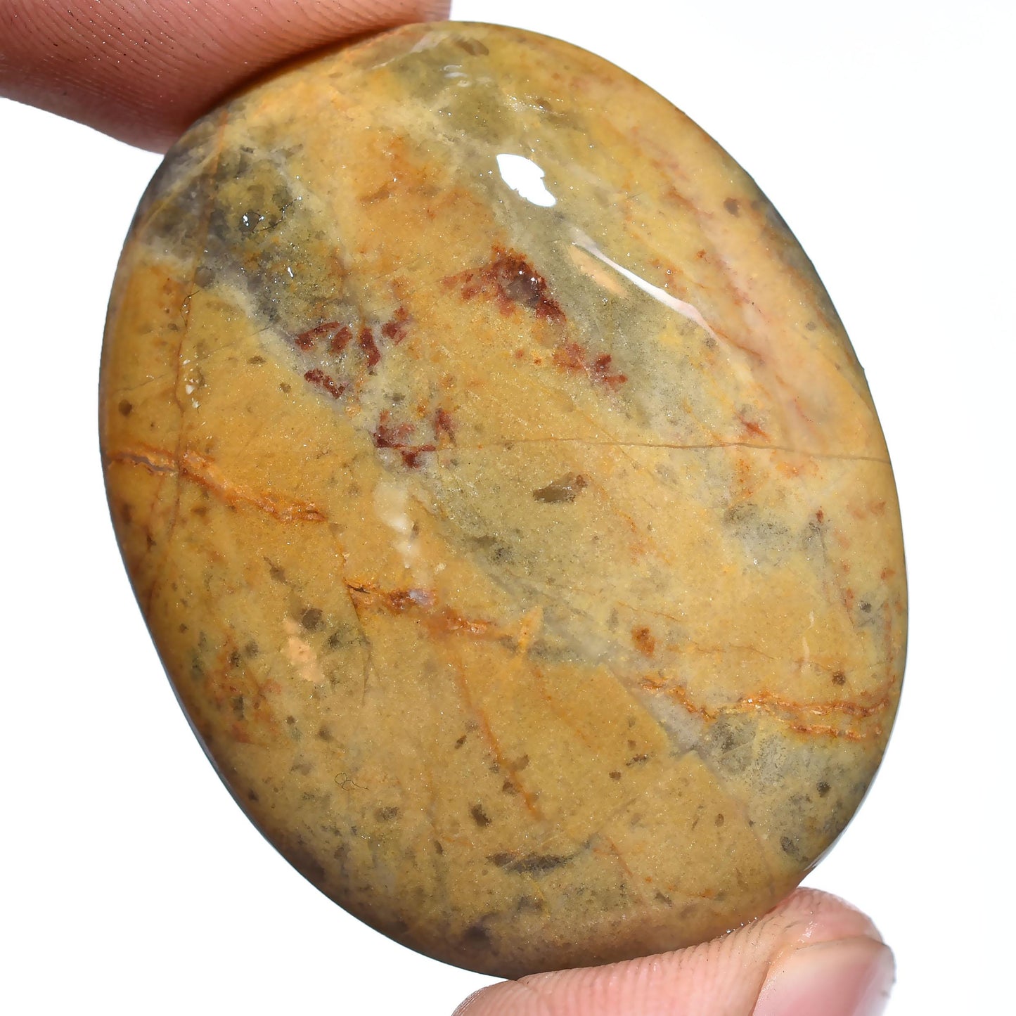 Natural Mango Jasper Cabs – Mixed Shape Yellow Smooth Flat Back Gemstones