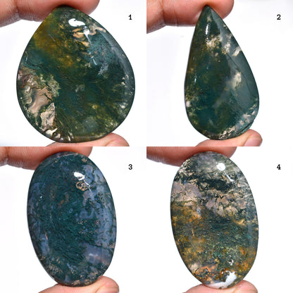 Natural Moss Agate Cabochons - Oval & Pear Shaped Agate Stones