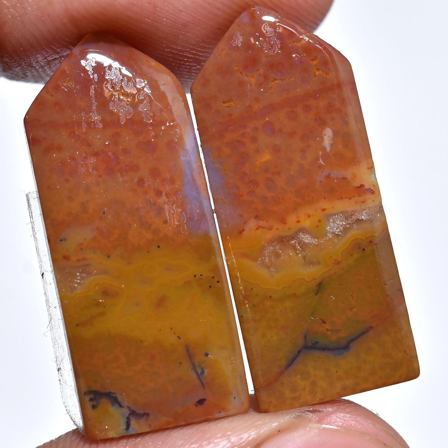 Natural Seam Agate Cabochon Pairs – Mixed Shape Agate Smooth Earrings Pair for Jewelry Making