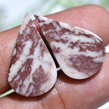 100% Natural Coconut Jasper Cabochon Pair – Fancy Shaped Loose Gemstones for Earrings