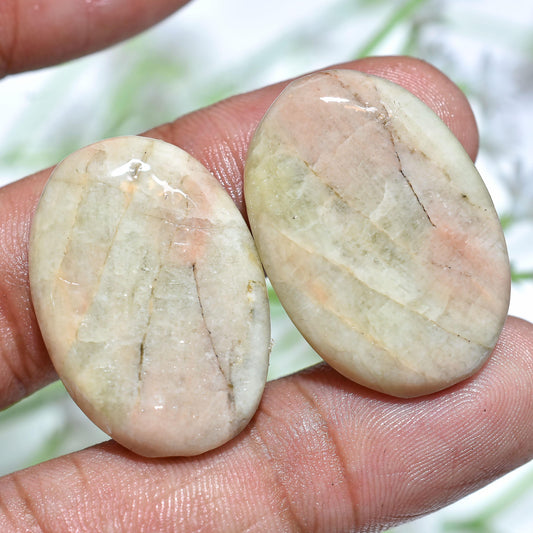 Beautiful Mix Jasper Pair – Oval Shaped Smooth Gemstones for Earring Jewelry