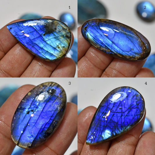 Blue Fire Labradorite Pear-Oval Gemstone - Smooth & Flashy Finish