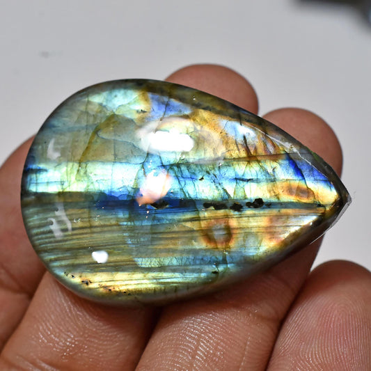 Multi Flash Labradorite Cabochon, Natural  Mix Shaped Smooth Polished Gemstone For Pendant, Loose Flat Back Crystal For Jewelry