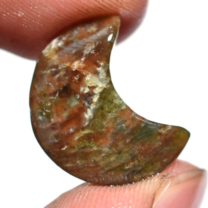 Natural Crescent Moss Agate Cabs – Crystal Carving Moon Gemstone, White Half Moss Agate Gems