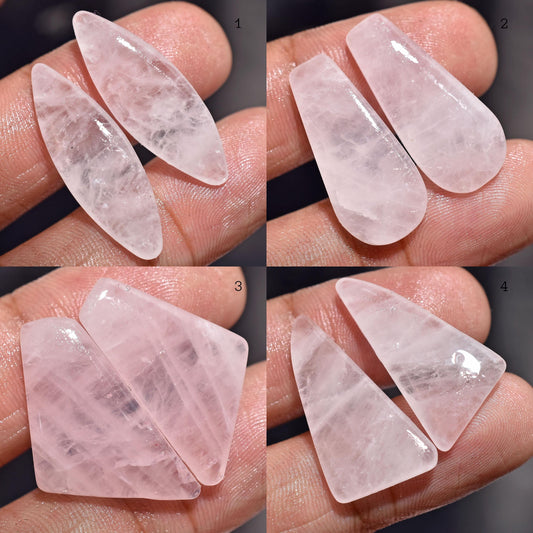 Beautiful Pink Rose Quartz Earring Pair Set – 100% Natural Marquise Shape Crystal Loose Stones for Earring Making