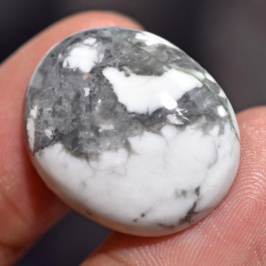 Amazing White Howlite Gemstone - Oval Shaped Smooth Cabochon for Pendant Making